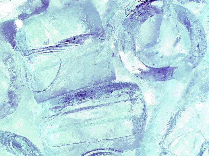 cubos de gelo, superfície do gelo, plano de fundo, líquido, HD papel de parede