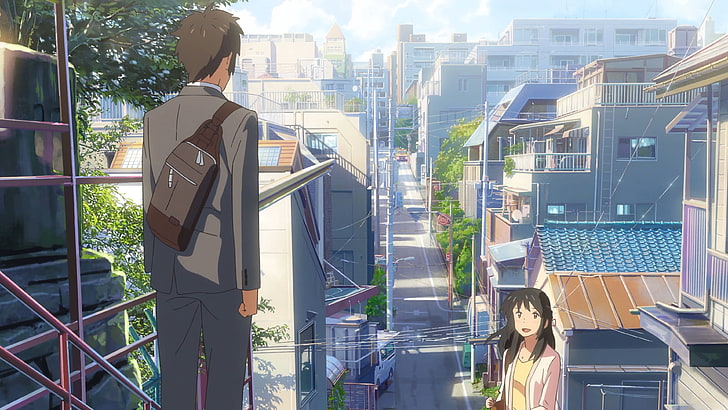 película de personajes de anime masculinos y femeninos, Makoto Shinkai, Kimi no Na Wa, anime, Fondo de pantalla HD