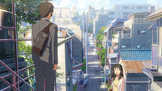 película de personajes de anime masculinos y femeninos, Makoto Shinkai, Kimi no Na Wa, anime, Fondo de pantalla HD HD wallpaper