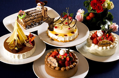 асорти печени торти, шоколад, ягода, декорация, торта, сладки, HD тапет HD wallpaper