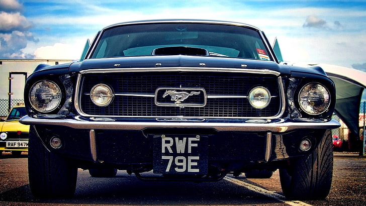 черен Ford Mustang купе, ford, mustang, auto, style, turbo, HD тапет