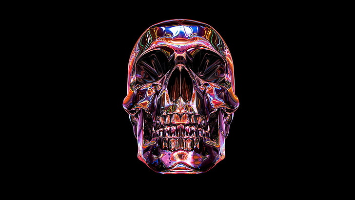 gold and purple human skull wallpaper, death, color, skull, sake, HD wallpaper