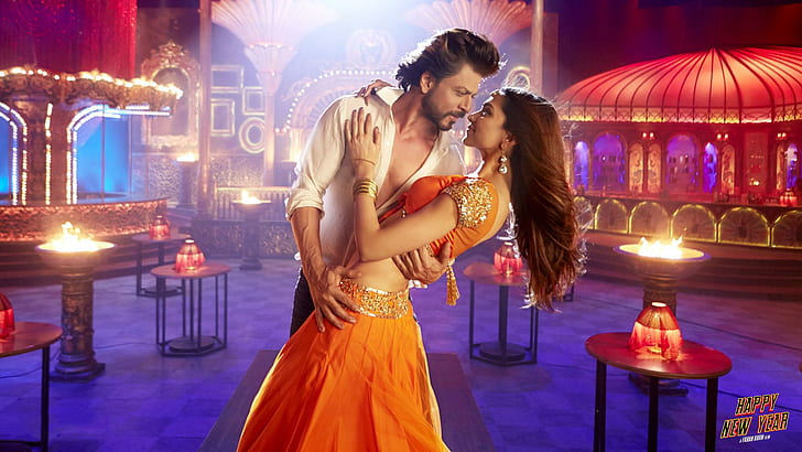 Bonne année romantique Pose, films, films Bollywood, Bollywood, 2014, deepika padukone, Shahrukh Khan, romantique, Fond d'écran HD