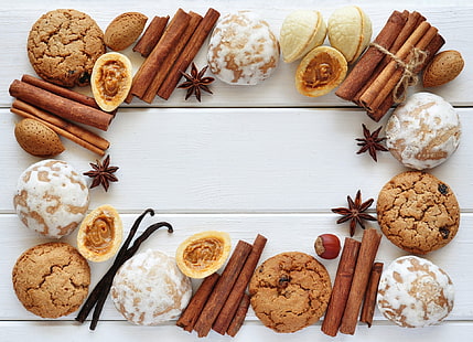 Food, Still Life, Cinnamon, Cookie, Nut, Star Anise, HD wallpaper HD wallpaper