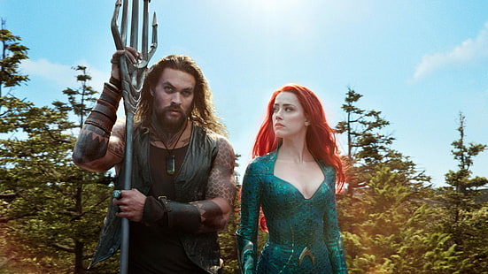 ภาพยนตร์, Aquaman, Amber Heard, Jason Momoa, วอลล์เปเปอร์ HD HD wallpaper