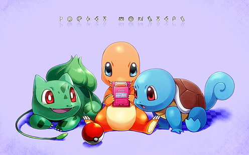 Pokémon, Bulbasaur (Pokémon), Charmander (Pokémon), Pokeball, Squirtle (Pokémon), Starter Pokemon, Unown (Pokémon), HD tapet HD wallpaper