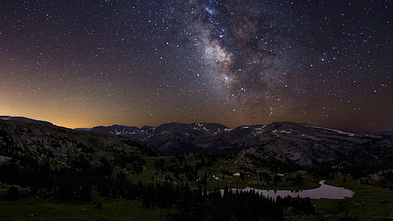 Sternennacht, Landschaft, Sternennacht, Milchstraße, Sterne, HD-Hintergrundbild HD wallpaper