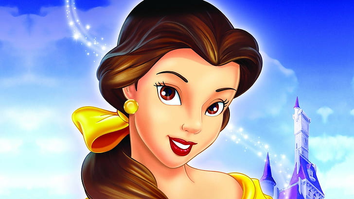 Disney Princess Belle, gambar kartun, 2560x1440, Wallpaper HD