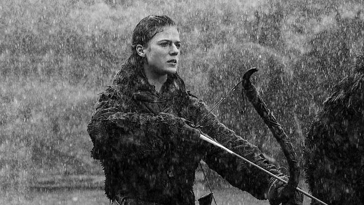 brown composite bow, Game of Thrones, monochrome, Ygritte, Rose Leslie, HD wallpaper