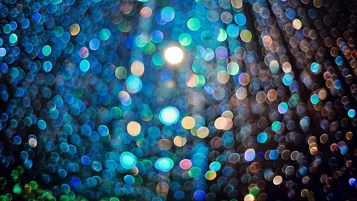 biru, cahaya, lampu bokeh, disko, bokeh, psychedelic, Wallpaper HD