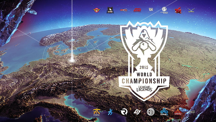 Mesa de madera blanca y azul, League of Legends, campeonato mundial, Alemania, LCS, Fondo de pantalla HD