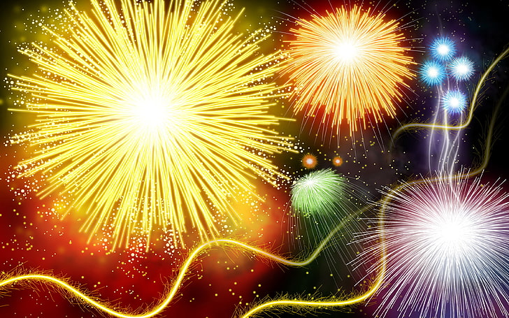Celebration Colorful Fireworks Beautiful Hd Wallpaper For Desktop 3840×2400, HD wallpaper
