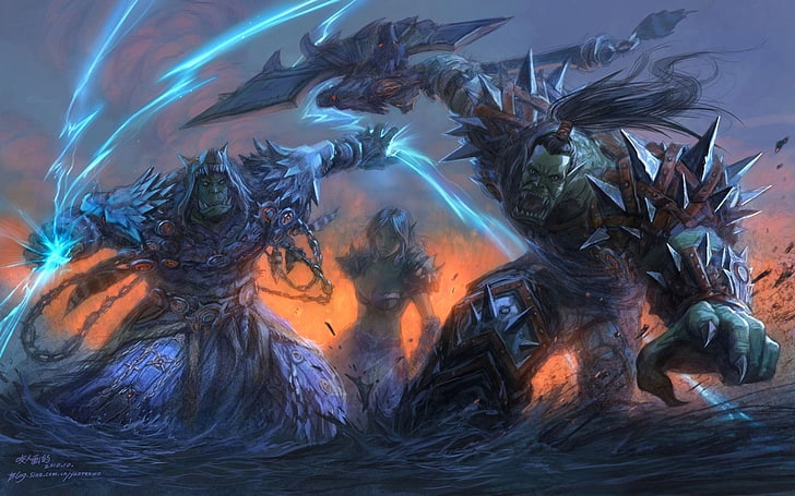 World of Warcraft Orc digital wallpaper, warrior, orcs, wow, Horde, world of warcraft, shaman, Warcraft, orc, HD wallpaper
