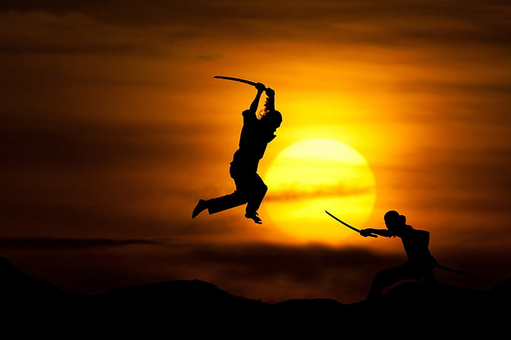 sunset samurai martial arts fighters 1600x1067  Nature Sunsets HD Art , sunset, samurai, HD wallpaper
