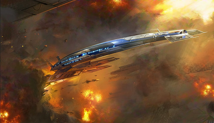 gray Star Trek ship, Normandy SR-2, Mass Effect, video games, science fiction, HD wallpaper
