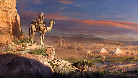 4K, Assassins Creed: Произход, Египет, пирамиди, HD тапет HD wallpaper