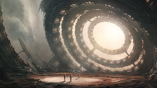Science-Fiction, Ruinen, Fantasy-Kunst, futuristisch, Raum, Science-Fiction, Kreise, HD-Hintergrundbild HD wallpaper