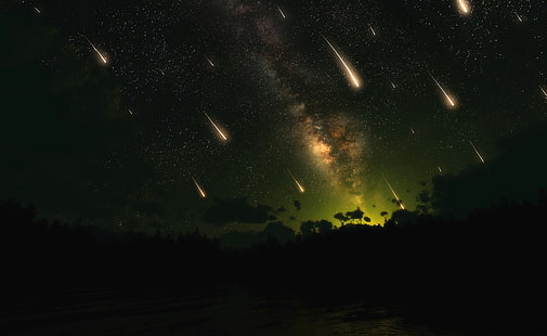 Lluvia de meteoritos, fondo de pantalla de lluvia de meteoritos, Aero, Creativo, Meteorito, Ducha, Fondo de pantalla HD HD wallpaper