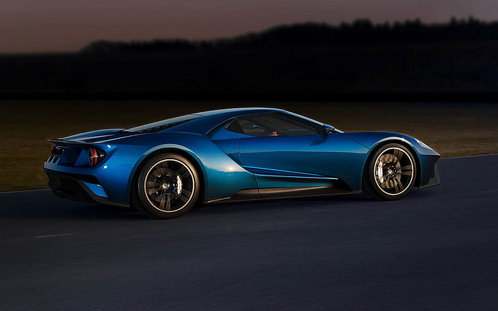 blue and black convertible coupe, car, Ford GT, race tracks, HD wallpaper