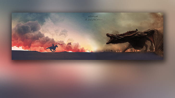 decoración de la pared del dragón y el caballo, Juego de Tronos, Daenerys Targaryen, dragón, Jaime Lannister, Fondo de pantalla HD