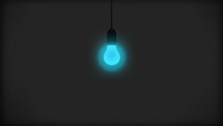 blue light bulb, minimalism, lights, HD wallpaper
