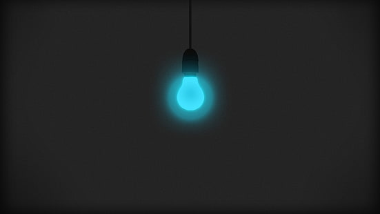ampoule bleue, minimalisme, lumières, Fond d'écran HD HD wallpaper
