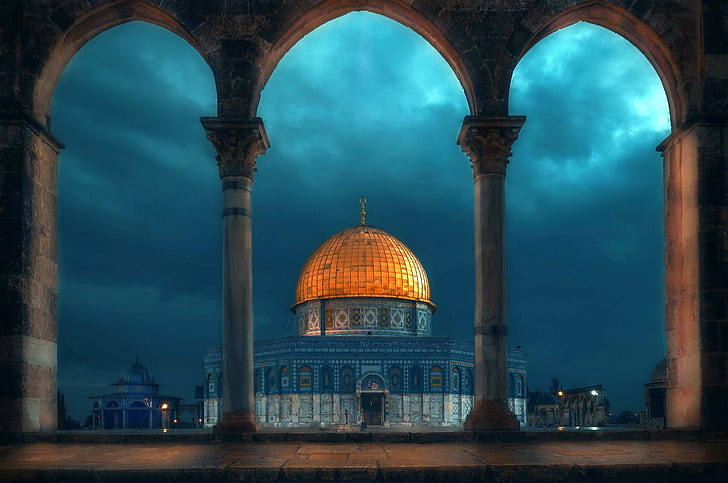 night, mosque, architecture, the dome, HD wallpaper