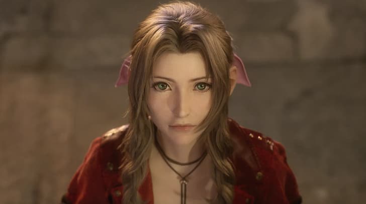 Aerith Gainsborough, Final Fantasy VII, video game characters, video game girls, looking at viewer, women, green eyes, Final Fantasy VII: Remake, HD wallpaper