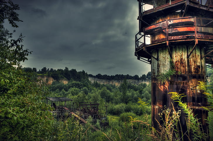 abandoned, urbex, Poland, tower, factory, HD wallpaper