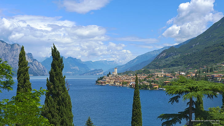 가르다 호수, 이탈리아, 유럽에 Malcesine, HD 배경 화면