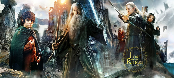 El señor de los anillos, Aragorn, Frodo Baggins, Gandalf, Gimli, Legolas, Fondo de pantalla HD