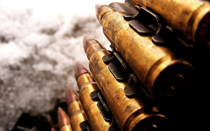 Munitions, balles en laiton, guerre, fusils, photo, photo, Fond d'écran HD