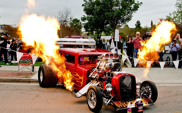 engine, flame, Hot Rod, exhaust, drag, the audience, show, Ponte, HD wallpaper