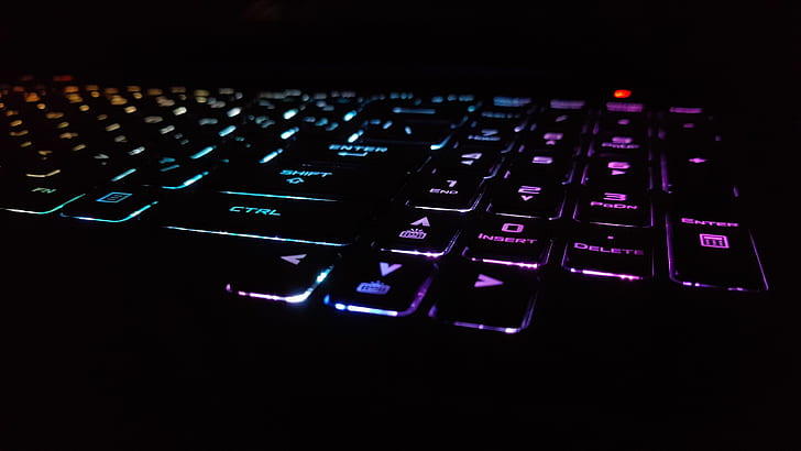 Republic of Gamers, laptop, technologia, klawiatury, RGB, podświetlany, Tapety HD