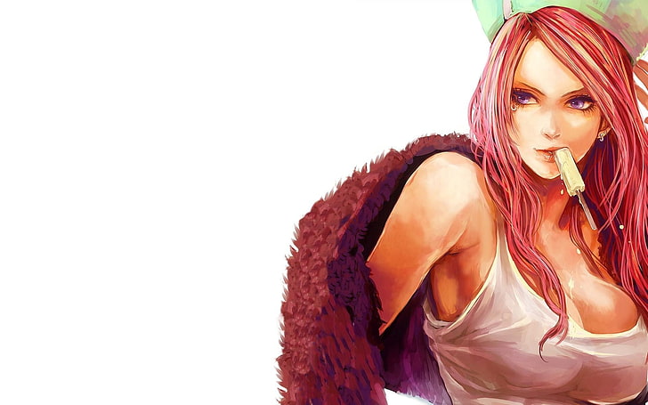 animated red hair wallpaper, One Piece, Jewelry Bonney, popsicle, HD wallpaper