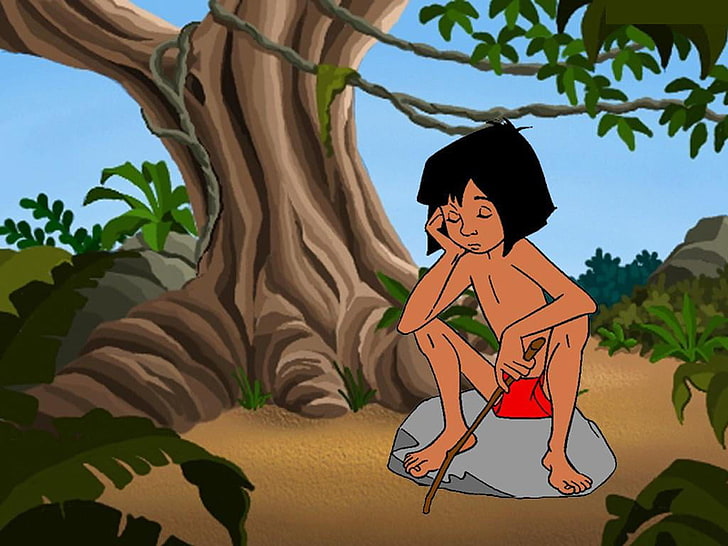 Sad Mogli, Mowgli from Jungle Book illustration, Cartoons, , cartoon, HD  wallpaper | Wallpaperbetter