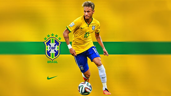 CBF Brasil soccer player wallpaper, neymar, barcelona, brazil, football, HD wallpaper HD wallpaper