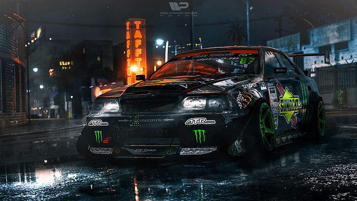 Auto, Machine, Toyota, NFS, Rendering, Need For Speed, Mark II, Need For Speed 2015, Toyota Mark II, Polischuk Who Stayed, by Kal'yan Polischuk, Toyota Mark II JZX100, Toyota Mark II JZX100 Monster Energy, HD wallpaper