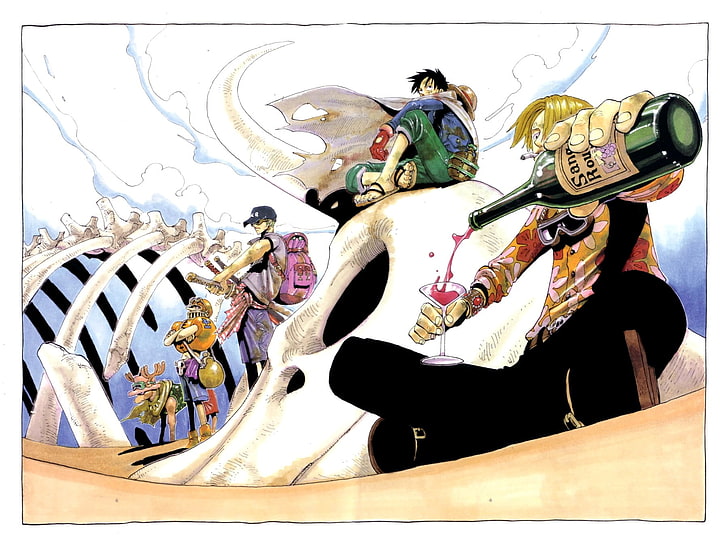 One Piece poster, One Piece, Sanji, Monkey D. Luffy, Roronoa Zoro, Usopp, Tony Tony Chopper, anime, HD wallpaper