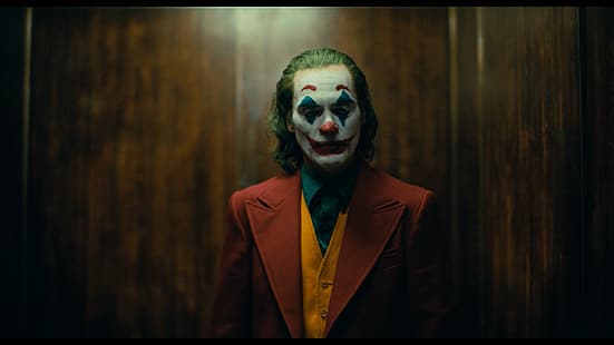 Joker (2019 Movie), Joker, Joaquin Phoenix, ผู้ชาย, ภาพนิ่งภาพยนตร์, ภาพยนตร์, การ์ตูนดีซี, แต่งหน้า, วอลล์เปเปอร์ HD HD wallpaper