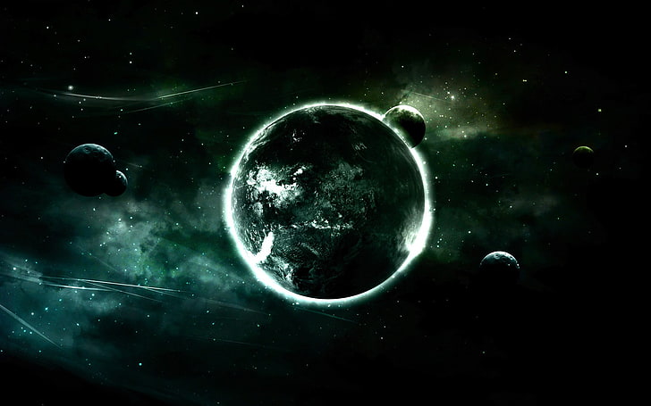 planet, weltraum, sternen, leuchtend, grafik, HD-Hintergrundbild