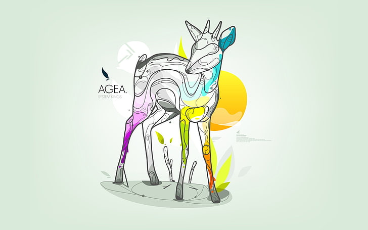 deer illustration, artwork, geometry, nature, colorful, digital art, deer, animals, HD wallpaper
