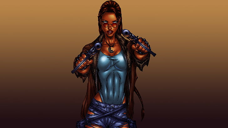 Tomb Raider, Michael Turner, comics, Lara Croft, weapon, illustration, HD wallpaper