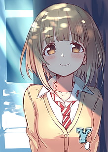аниме девушки, светлые волосы, школьная форма, Очако Урарака, Урарака Очако, HD обои HD wallpaper