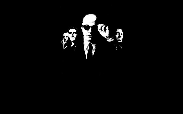 silhouette of four men, The Sopranos, James Gandolfini, Mafia, artwork, black background, minimalism, HD wallpaper