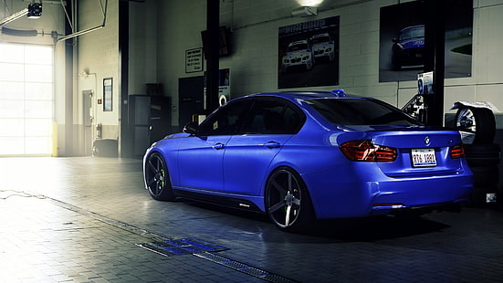 มุมมองด้านหลังของรถ BMW 335i F30 สีน้ำเงิน, BMW, สีน้ำเงิน, รถยนต์, ด้านหลัง, มุมมอง, วอลล์เปเปอร์ HD HD wallpaper