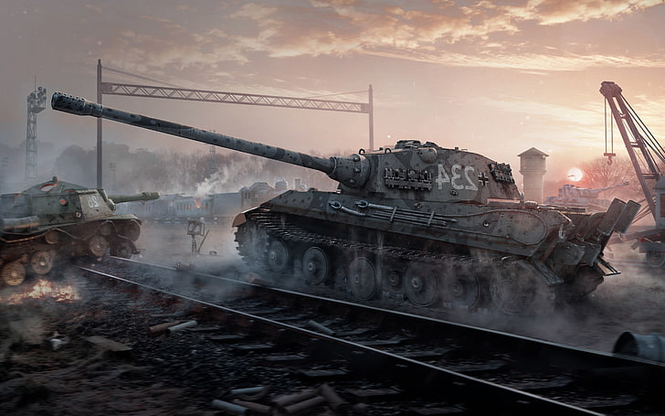 Kunstwerk, digitale Kunst, E 75, Eisenbahn, Panzer, Videospiele, Krieg, World Of Tanks, HD-Hintergrundbild