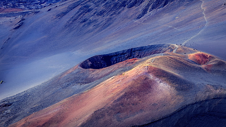 Parco nazionale di Haleakala, cratere di Haleakala, parco nazionale, fenomeno geologico, cielo, landform vulcanica, cratere, montagna, vulcano, altopiano, cupola di lava, geologia, Sfondo HD