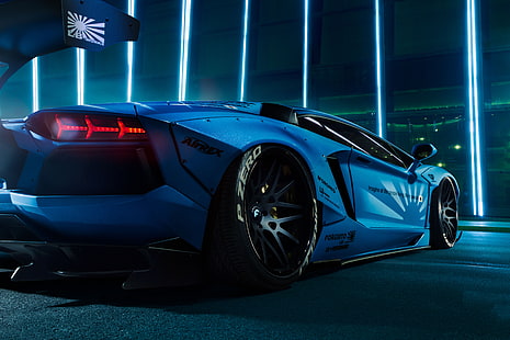 Lamborghini Aventador, LB Performance, Blue, Body kit, 5K, HD tapet HD wallpaper