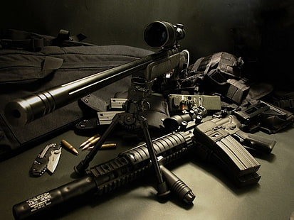 pistol, senapan mesin, polisi, senapan, Wallpaper HD HD wallpaper